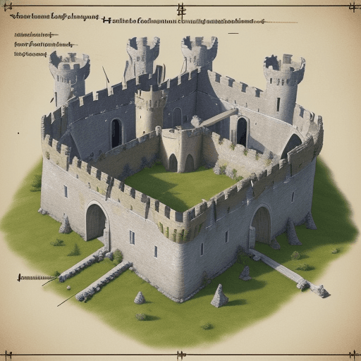 AI generated: The castle is formidable with high stone walls, fortified gates, and multiple archer towers. The blu...