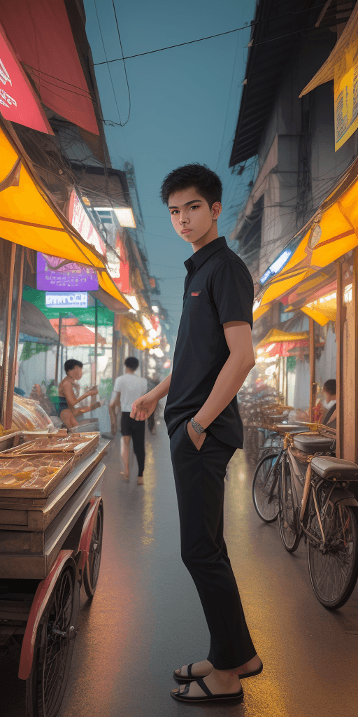 AI generated: masterpiece, best quality, 1boy, male focus, looking at viewer,  Bangkok city, scenery
