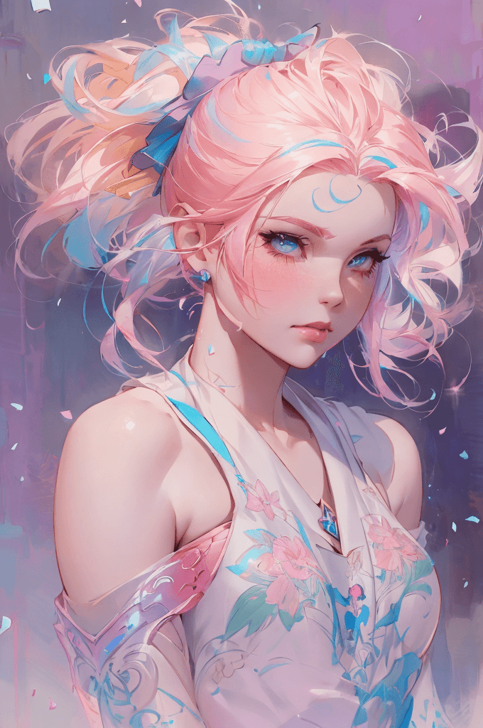 AI generated: a painting of a woman with pink hair, style of charlie bowater, charlie bowater and artgerm, rossdra...