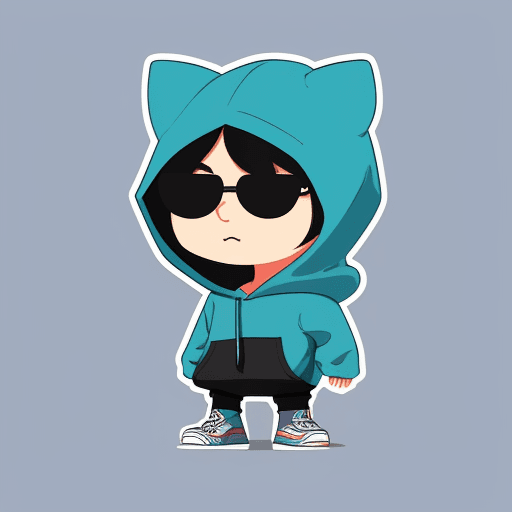 AI generated: Create, A character wearing hoodie, simple, vector, flat design, doodle style, gradient outline
