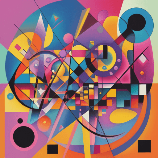 AI generated: An abstract, modern interpretation of a music-themed illustration in the style of Wassily Kandinsky,...