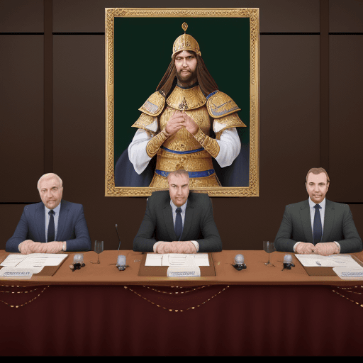 AI generated: Hyperrealistic IIustration of Estanis presenting in a Board of Directors
