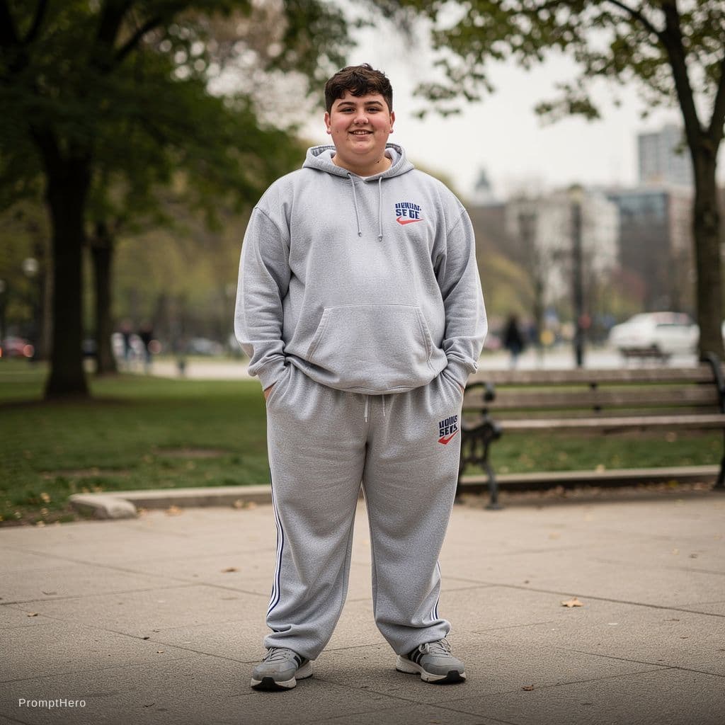 AI generated: A teenager with Big Massive Fat Belly Fat Thicc Thunder Thighs