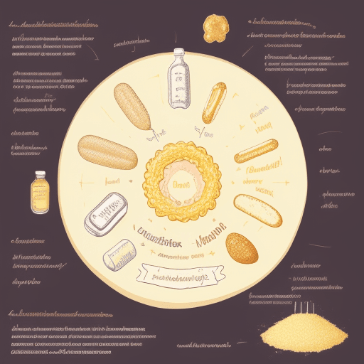 AI generated: formation du gluten : la molécule de la gliadine et gluténine + ajout eau + panification = gluten, e...