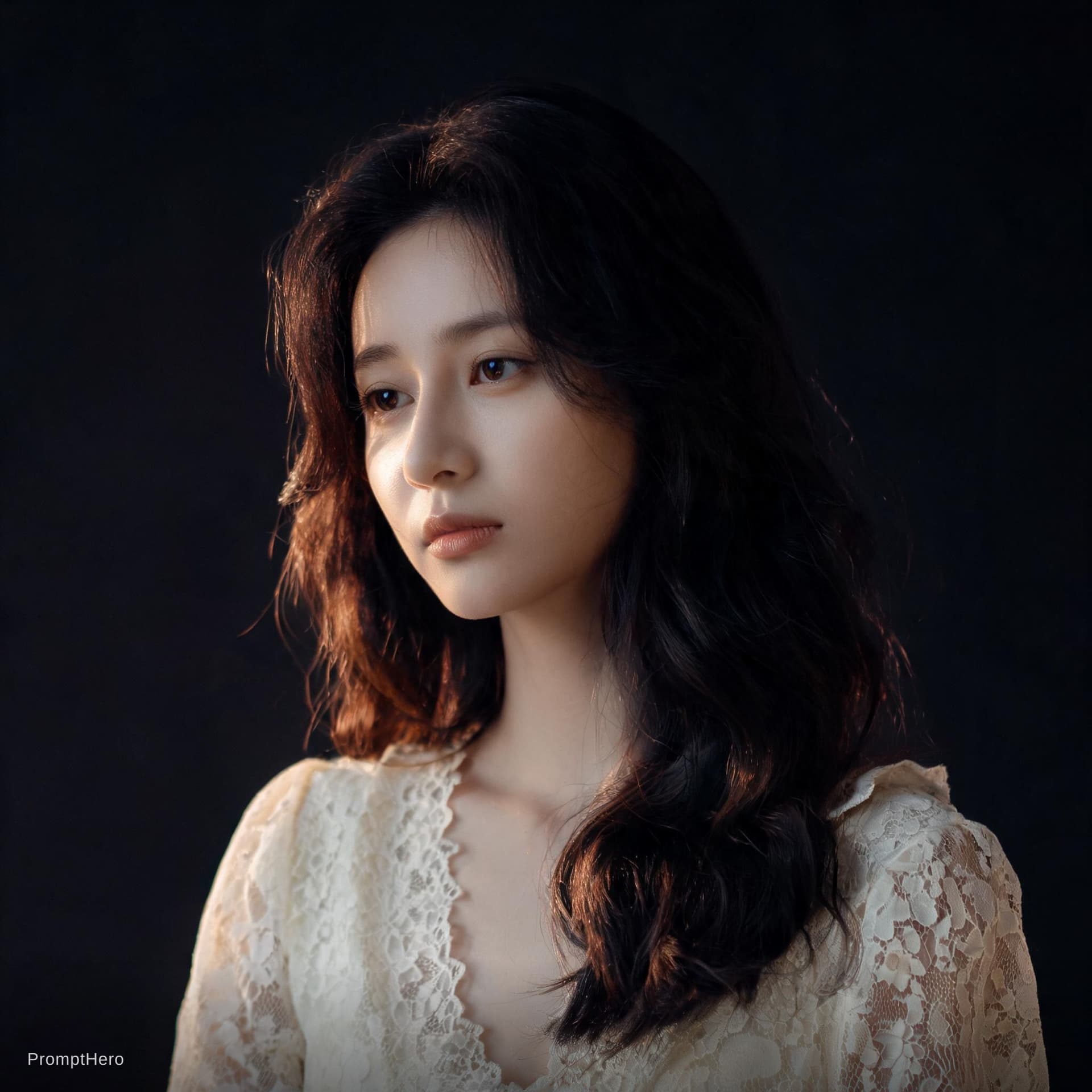 AI generated: Fine Art Studio Portrait, --ar 9:16 --style raw --stylize 150