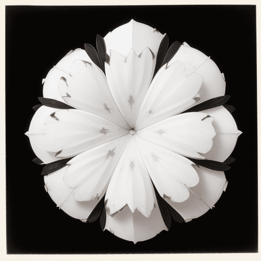 AI generated: Fuxia and white pimpoys,rhomboid petals and white edges,black faded edges