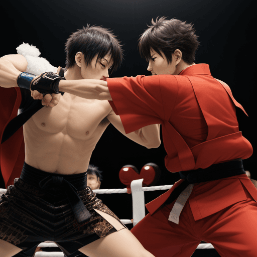 AI generated: Photo of suguru geto from JJK and kyojurou rengoku from KNY in a fight