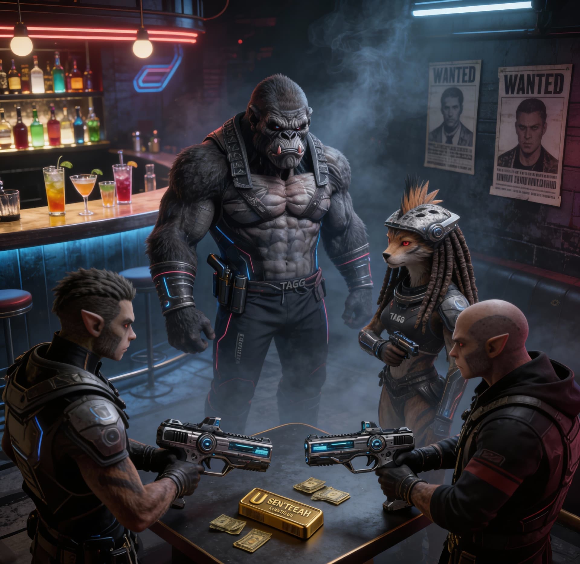 AI generated: Be inspired and create from the reference images, a Sci-Fi view of a futuristic underworld. Use the ...
