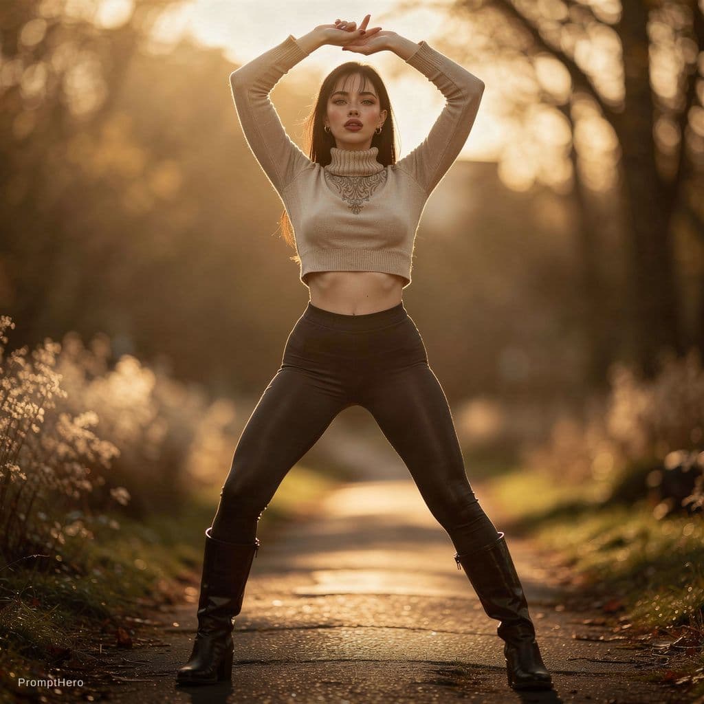 AI generated: A Masterful Rembrandt Style Photography Portrait of a stunningly beautiful woman, with arms over her...