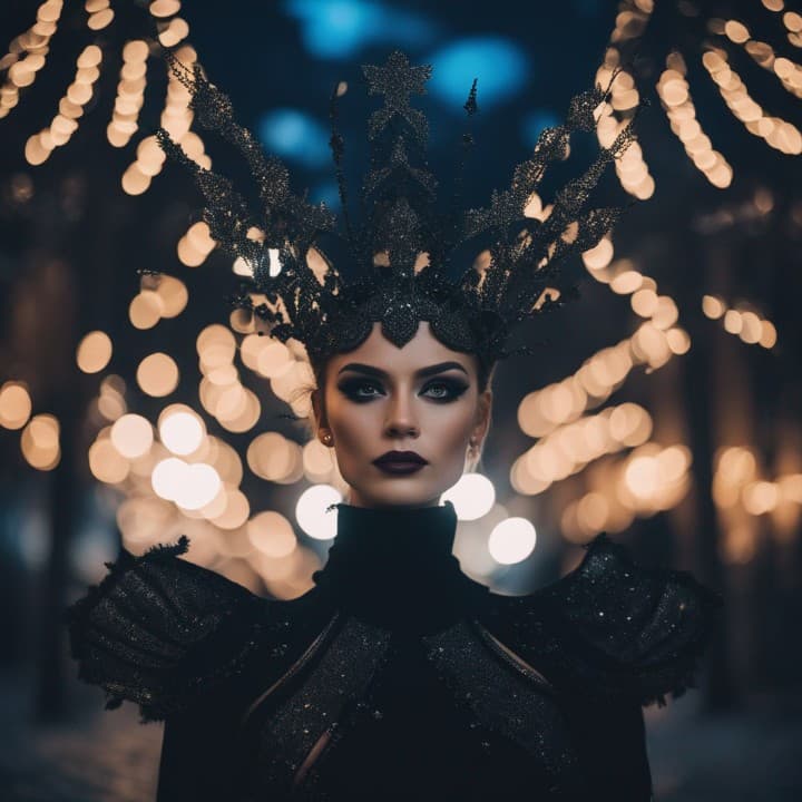 AI generated: Surrealism fashion Queen of the night, cinematic dreamlike aesthetic, exquisite details