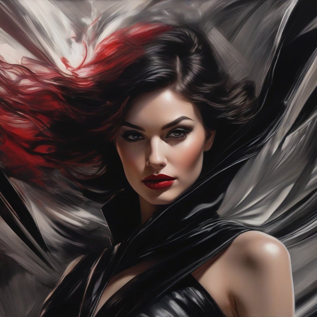 AI generated: charming woman in swirl style