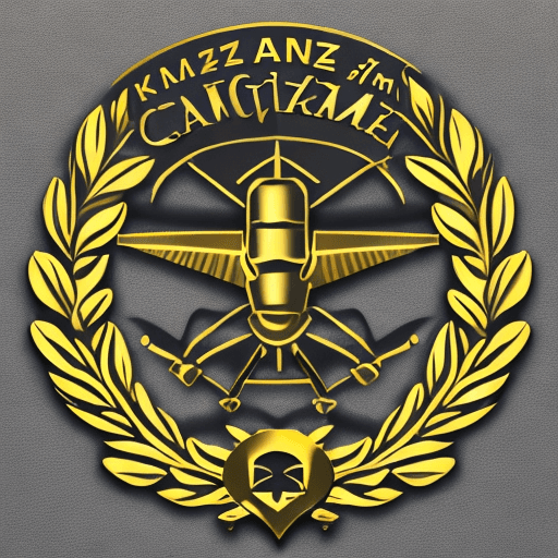 AI generated: Logo, golden wreath, kamikaze drone carrying a mortar mine