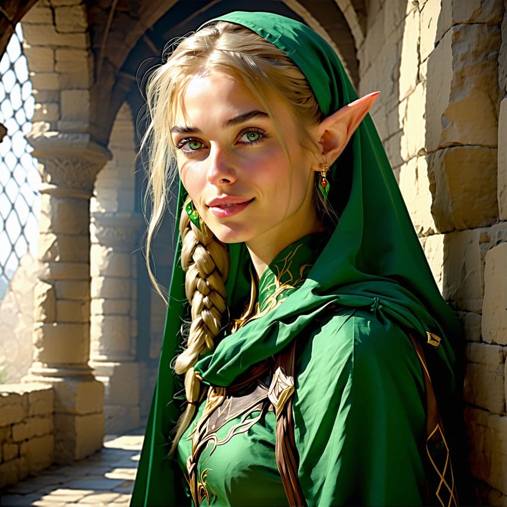 AI generated: mdjrny-v4 style portrait of female elf, intricate, elegant, highly detailed, digital painting, artst...