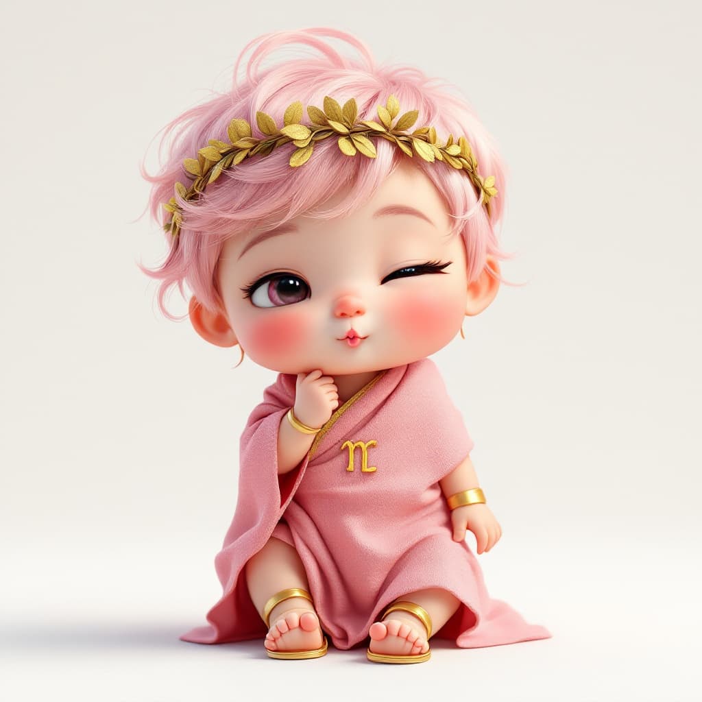 AI generated: whimsical Realistic of Pixar, Bryce 3D, front view, A Virgo baby girl of 12 Astrology, half year's o...