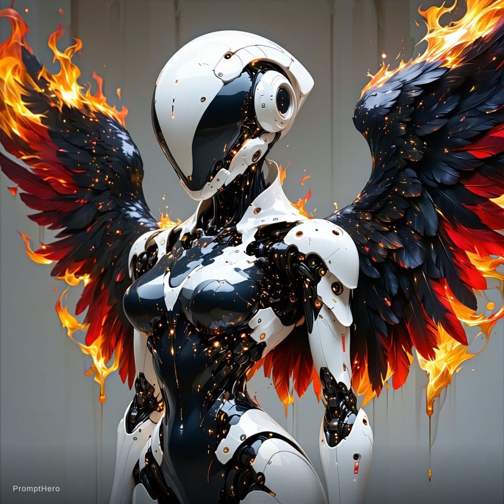 AI generated: Japanese girl sexy albino skin albino hair thick ass thick thighs huge breasts black white red burni...