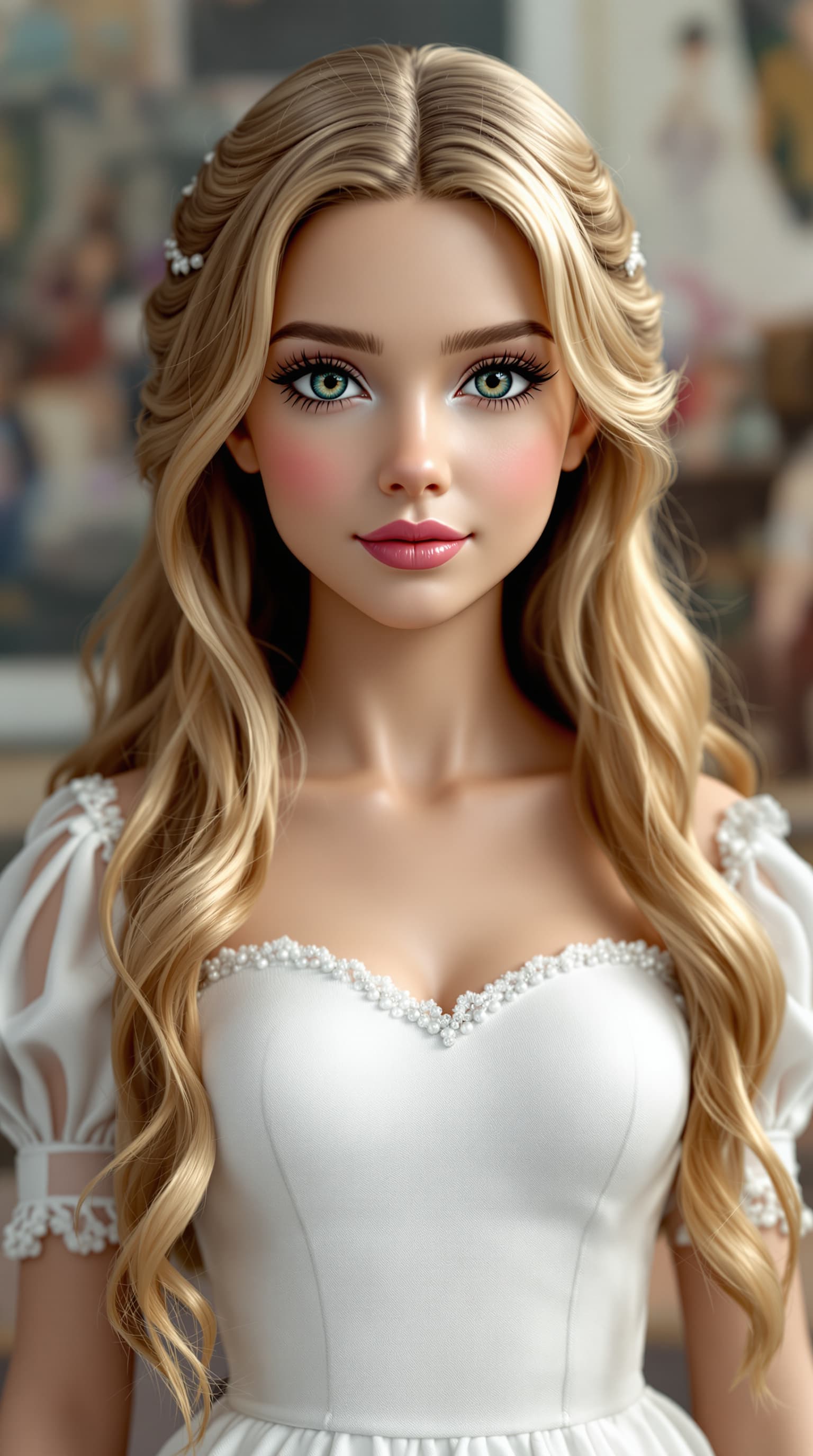 AI generated: A professional photograph showcases the most stunning porcelain figurine of Princess Charlotte at el...