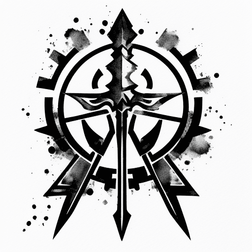 AI generated: high quality, logo style, Watercolor, powerful colorful warriors spear, monochrome background, aweso...