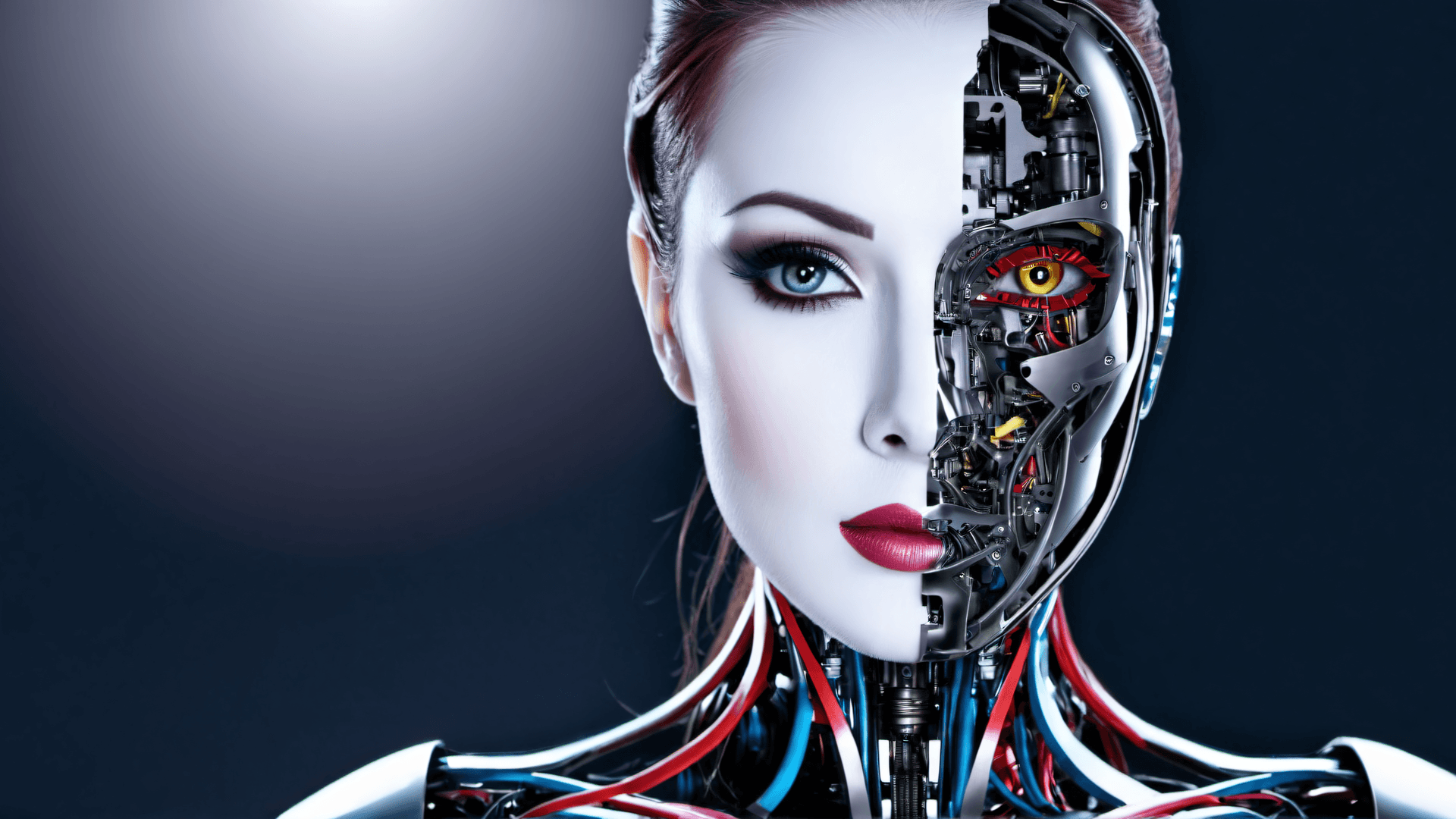 AI generated: beauty of half human half machine,<lora:KiniaG-XL:1>