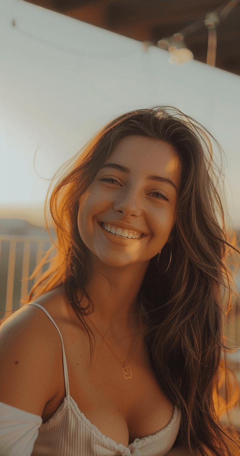 AI generated: Instagram photo, beautiful woman smiling, in the style of social media influencers, 21-25 years old,...