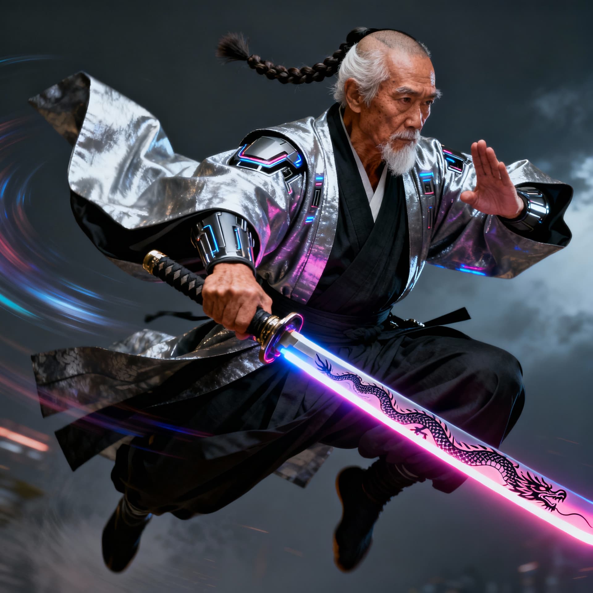 AI generated:  image is a spectacular high-resolution   Star Wars perfect cinematic portrait with a Japanese feuda...