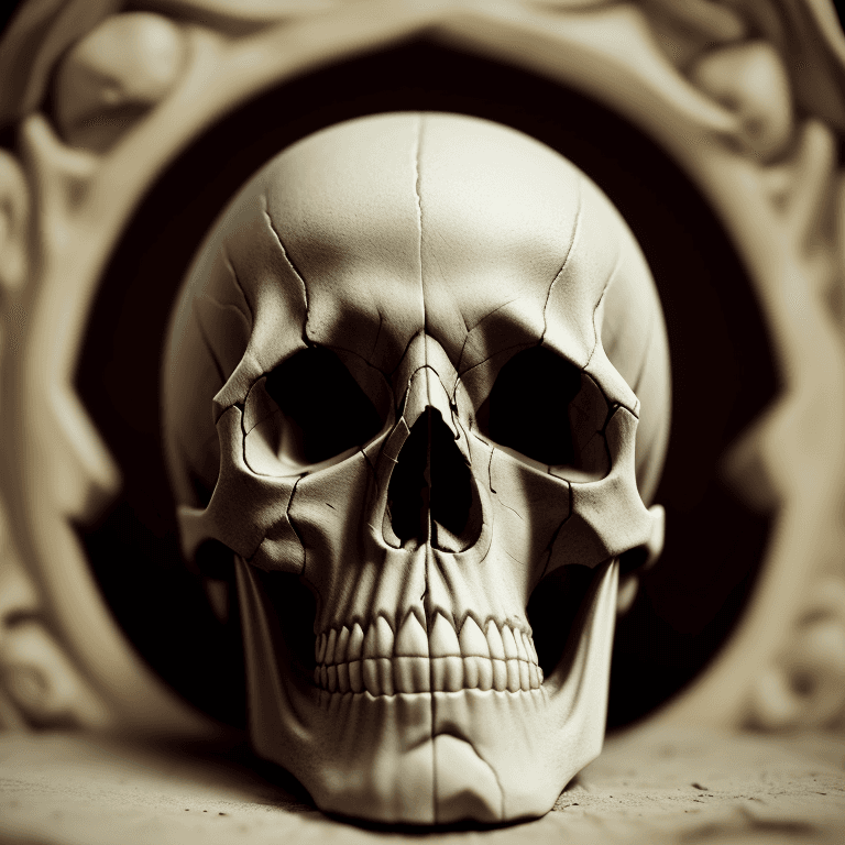 AI generated:  carved skull photographic cinematic