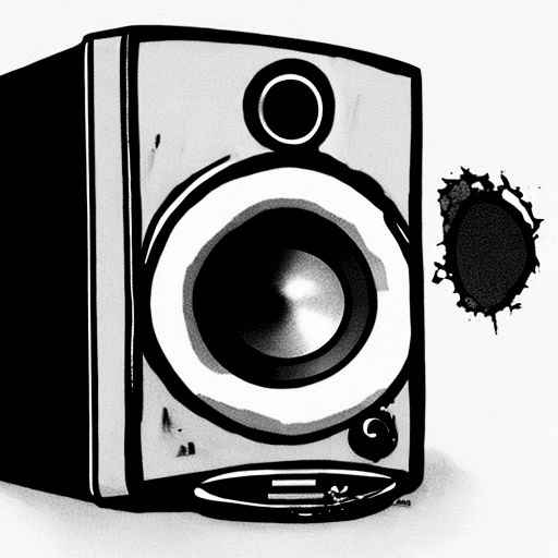 AI generated: smashed speaker.
Style: cartoon
