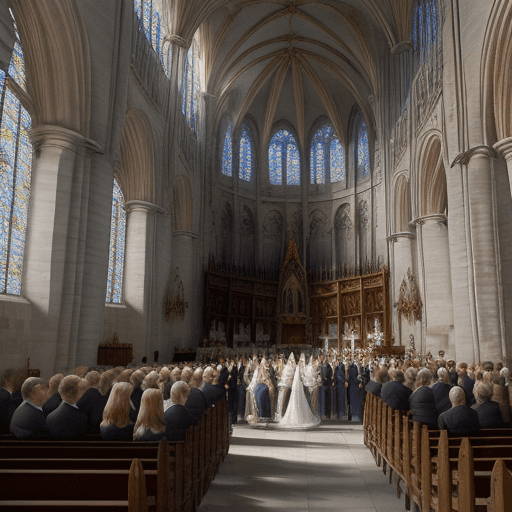AI generated: Photo of a ultra realistic ceremony in the church of Mont-Saint-Vincent France during the 16th centu...
