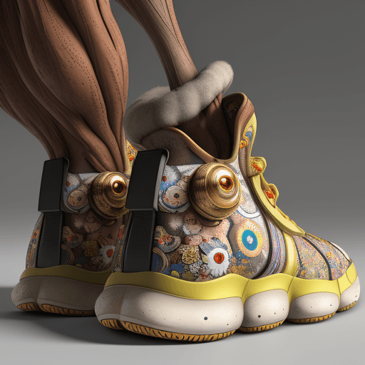 AI generated: sneakers Groot designed by Takashi Murakami, high detail, intricate detail texture, 3d render, unrea...
