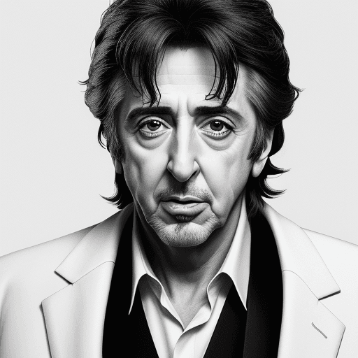 AI generated: Portrait of Al Pacino actor High quality photos light white and black messy cartoon character I can'...