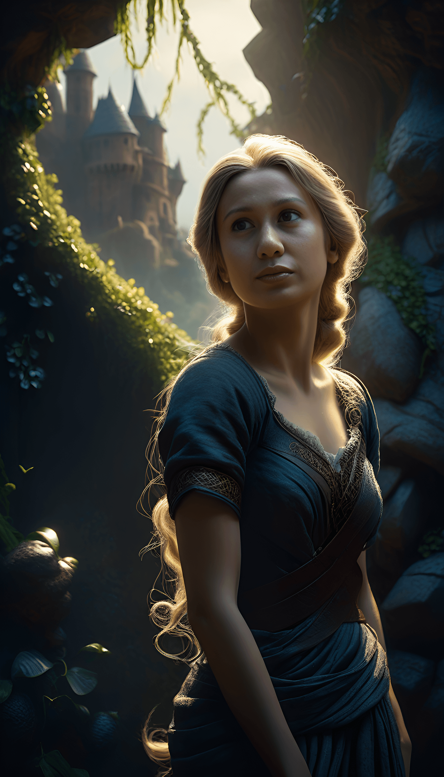 AI generated: Epic magical scene in a fantasy Landscape, Insane detailed different full body image , in different ...