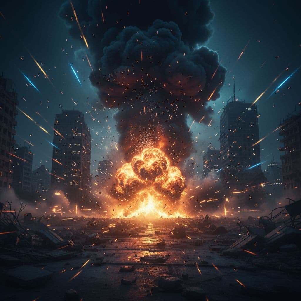 AI generated: GIVE ME A BACKGROUND FOR A ICONIC SUPERHERO POSTER WITHOUT THE HERO, DARK MOODY BACKGROUND, SMOKY, E...