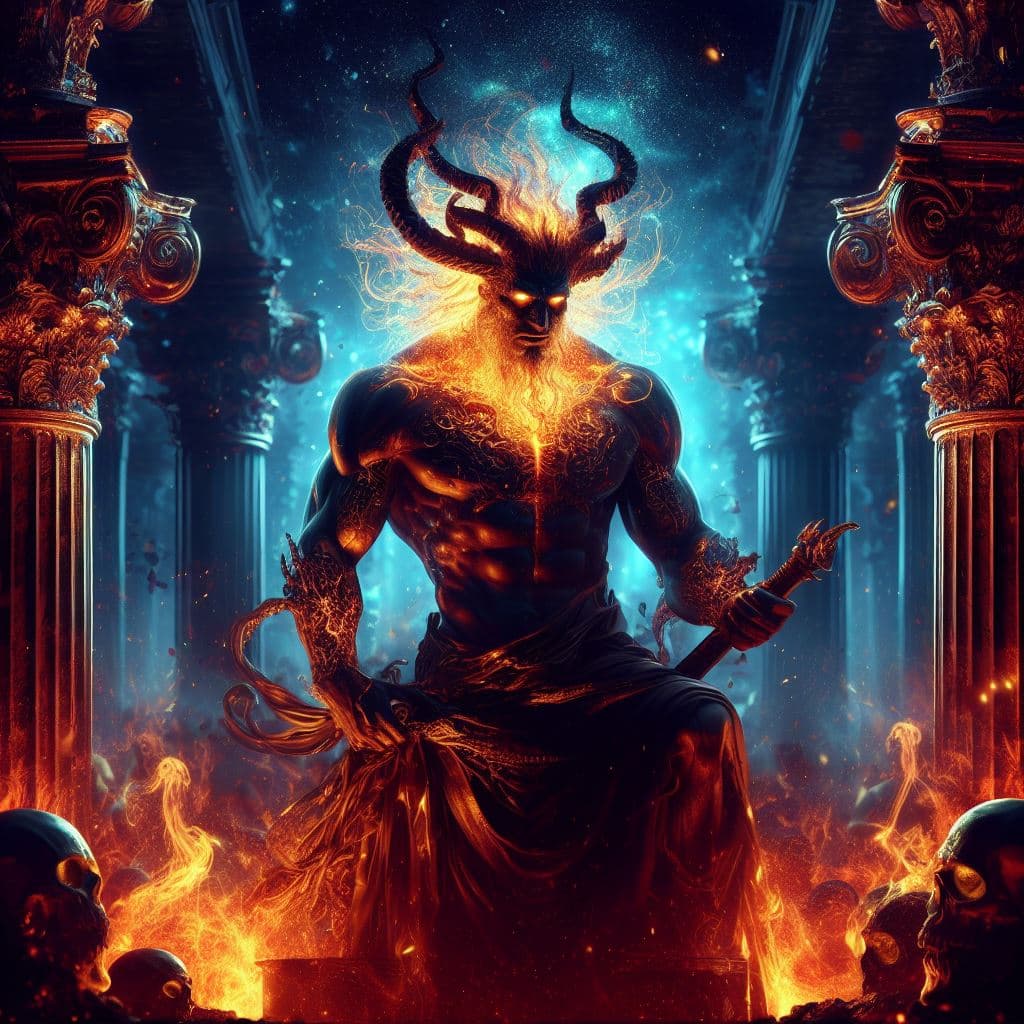 AI generated: Hades, the god of the underworld, epic, mystique, photorealism, shiny, high detailed, fantasy scene ...