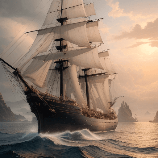 AI generated: Photo of a ultra realistic sailing ship, dramatic light, pale sunrise, cinematic lighting, battered,...