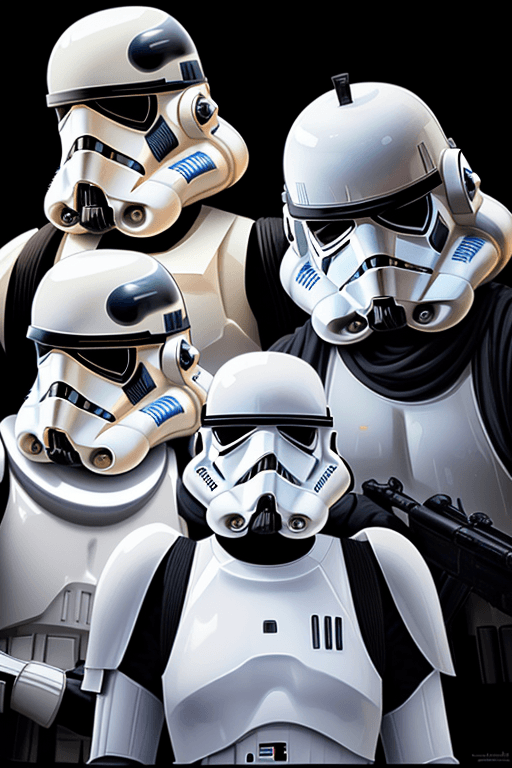 AI generated: A clever and playful digital art composition featuring Hollywood celebrities as stormtroopers, weari...