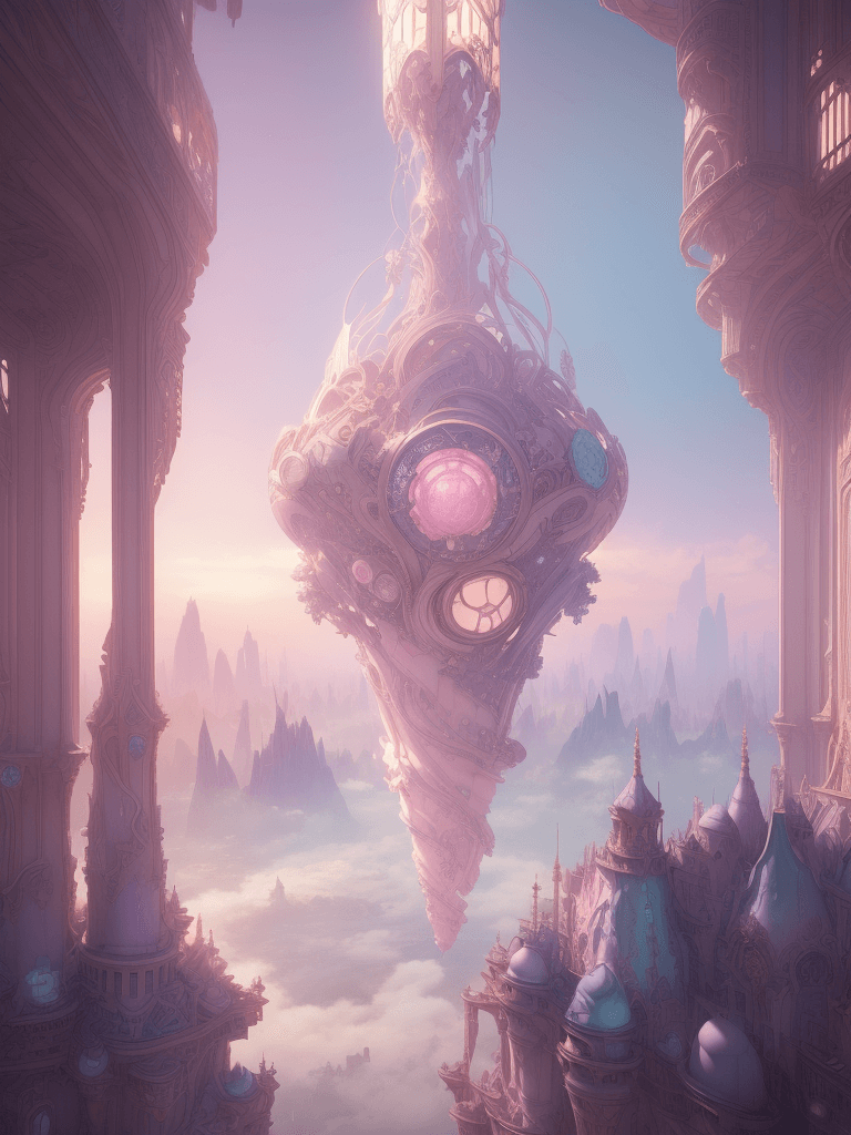 AI generated: Falling City, Unreal Engine, Alphonse Mucha, Global Illumination, Detailed and Intricate Environment...