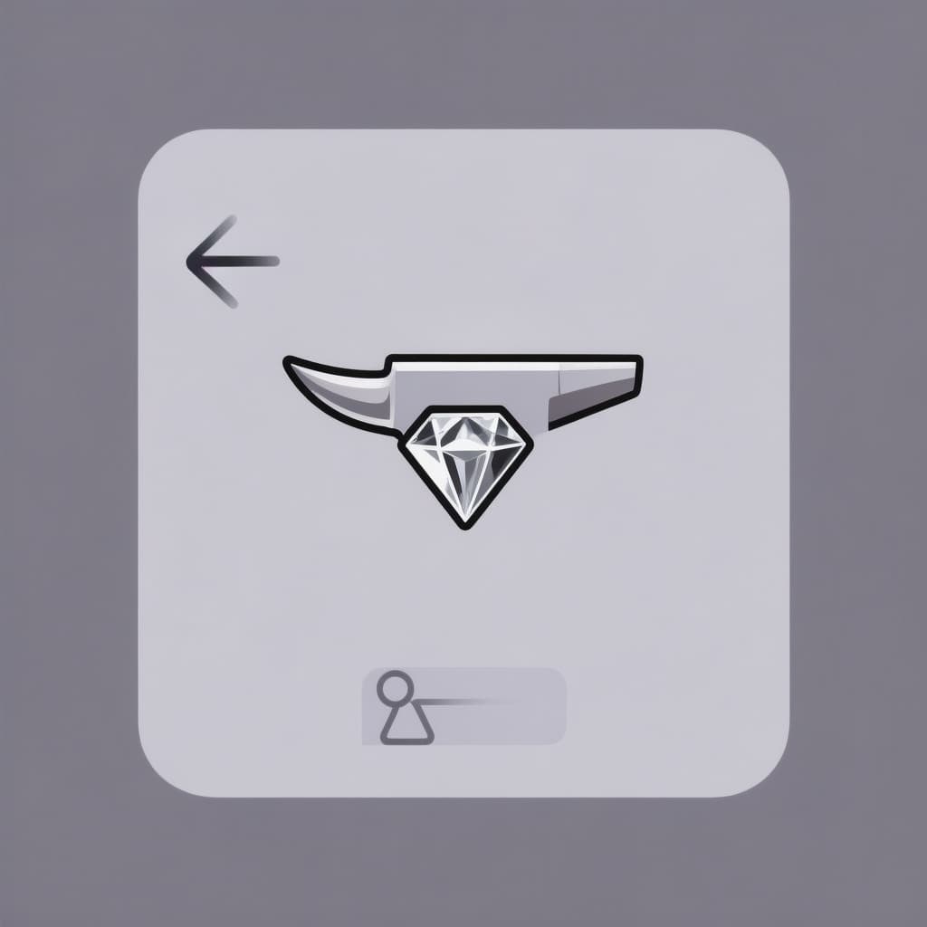 AI generated: minimal anvil or hammer striking diamond icon, thin clean lines, muted 
grey-lavender #8888AA color,...