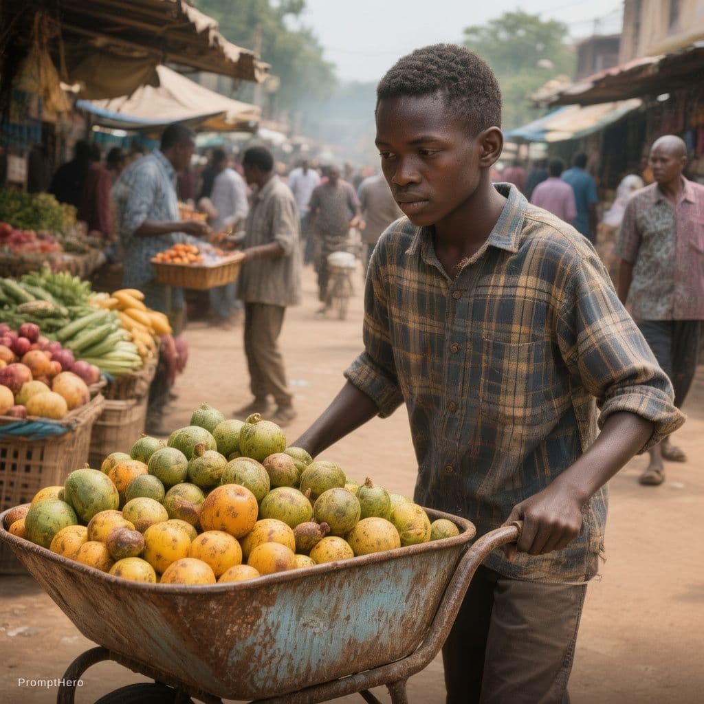 AI generated: Scene 2 — Working at the Market
Script
[Busy local market scene]
NARRATOR:
“Every morning, Achiever ...