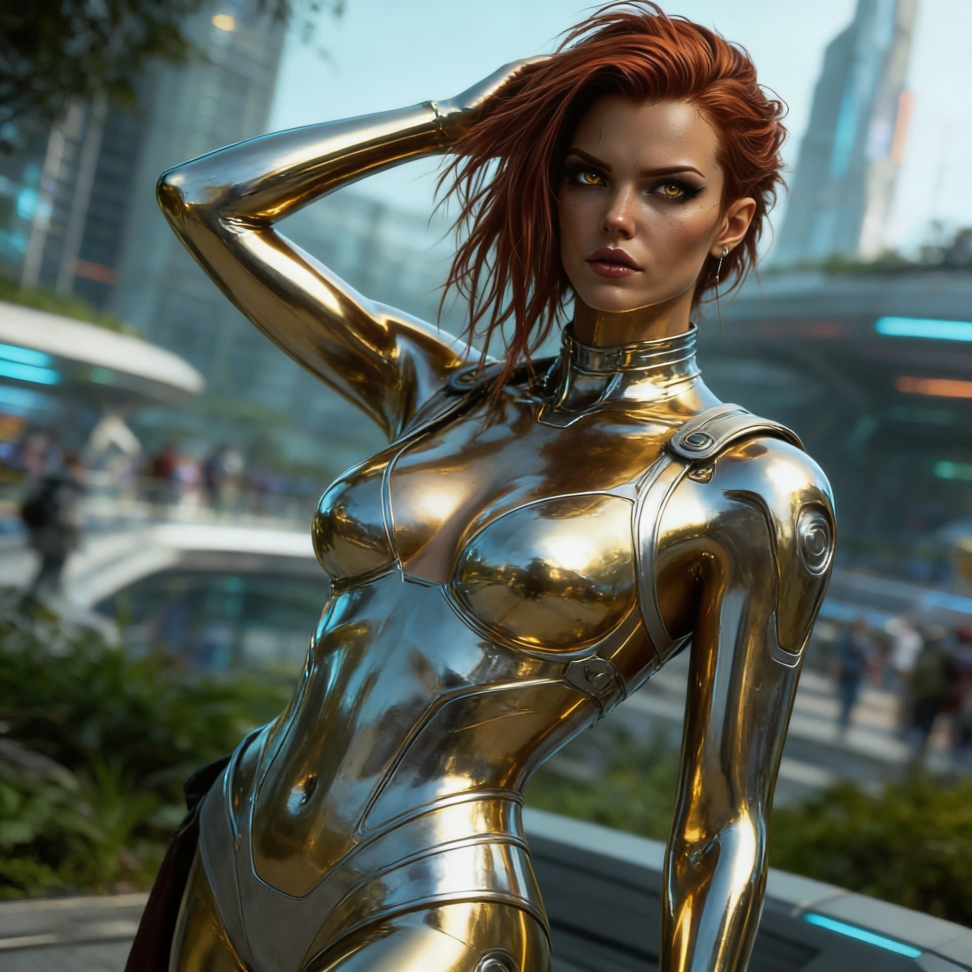 AI generated: Be inspired and create from reference, a golden-silver, solid being, powerful, loving. From flesh to...