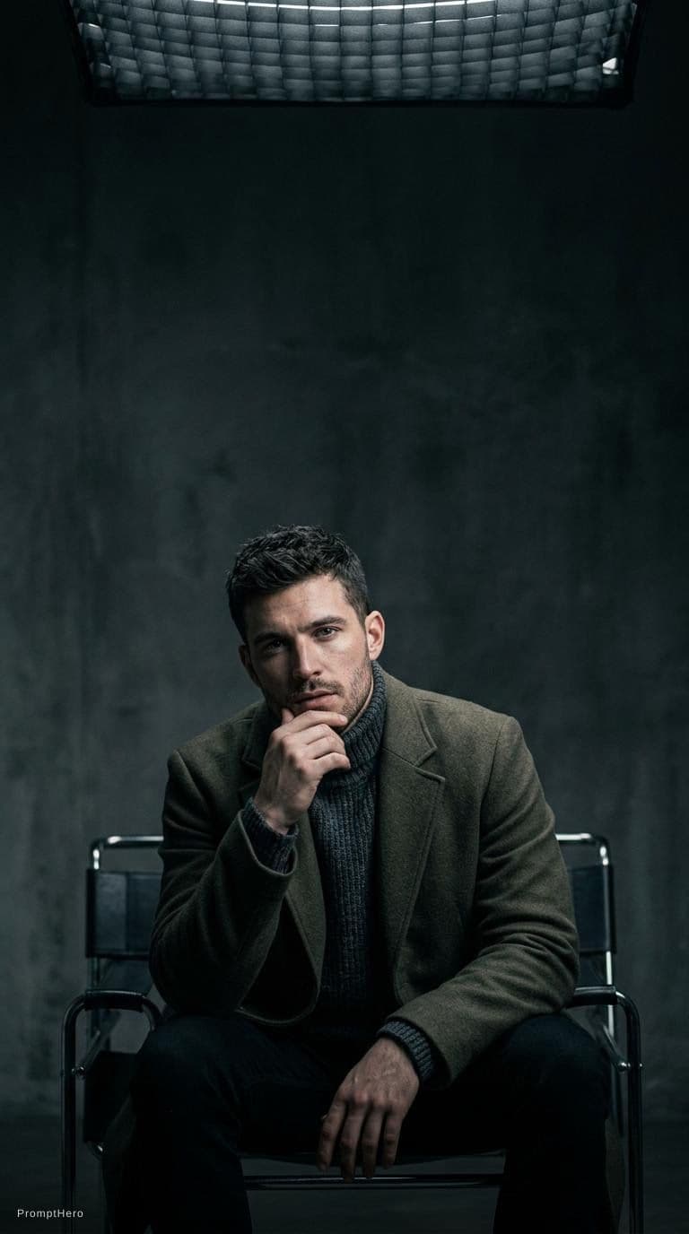 AI generated: high-end portrait photography, editorial studio photography, cinematic color grading, vertical compo...