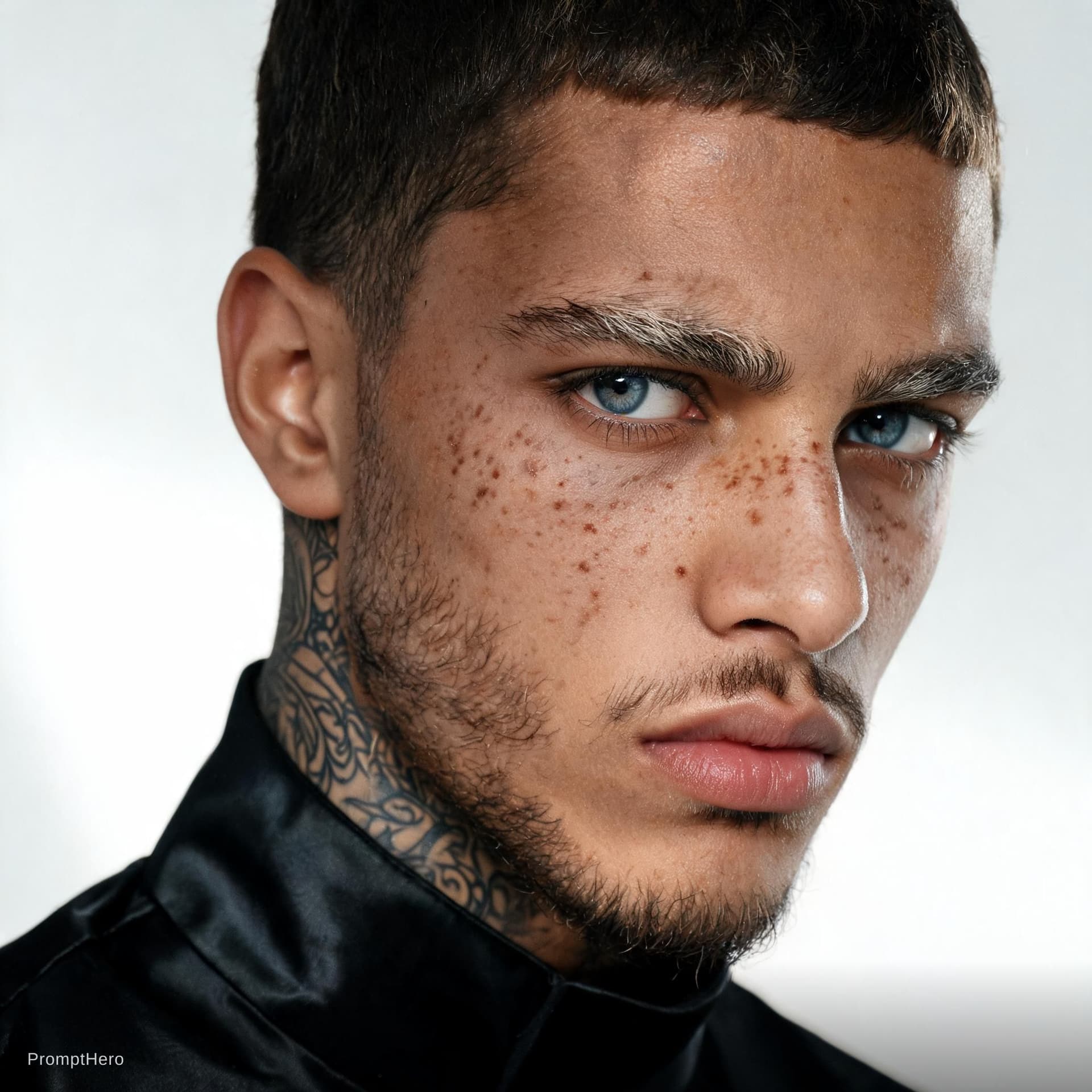 AI generated: An ultra-stylized and highly dramatic fashion editorial, rendered with a cinematic aesthetic. The ca...
