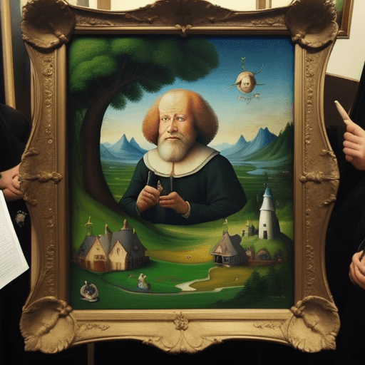 AI generated: A Bob Ross painting in the style of Hieronymus Bosch.