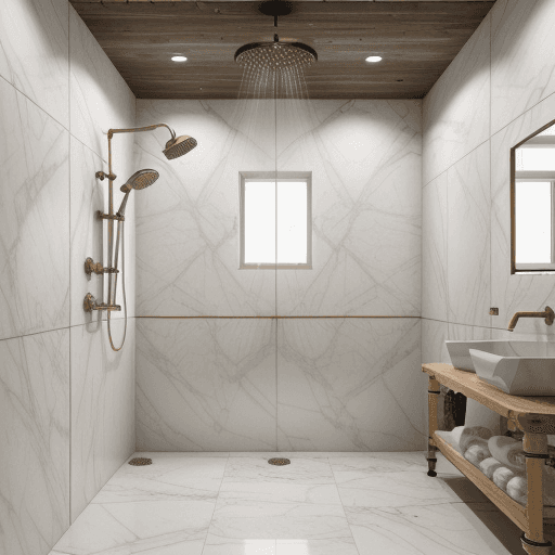 AI generated: high quality photo realisitc 4k,8k,16 k details,neoclassic and industrial style,white marble and woo...