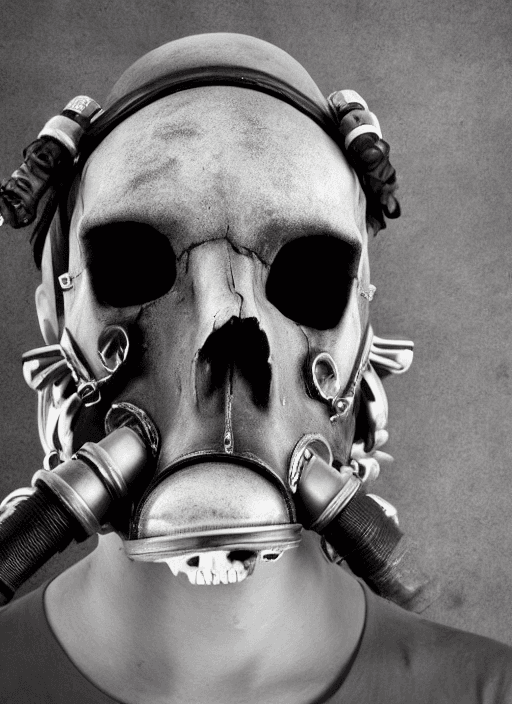AI generated: portrait shot of a skull wearing a gasmask