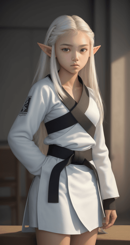 AI generated: -1girl, (MASTERPIECE),
-Age:16 years old, ethnicity:Elf,
-Occupation:Student, Fighting, Gangster, Ar...