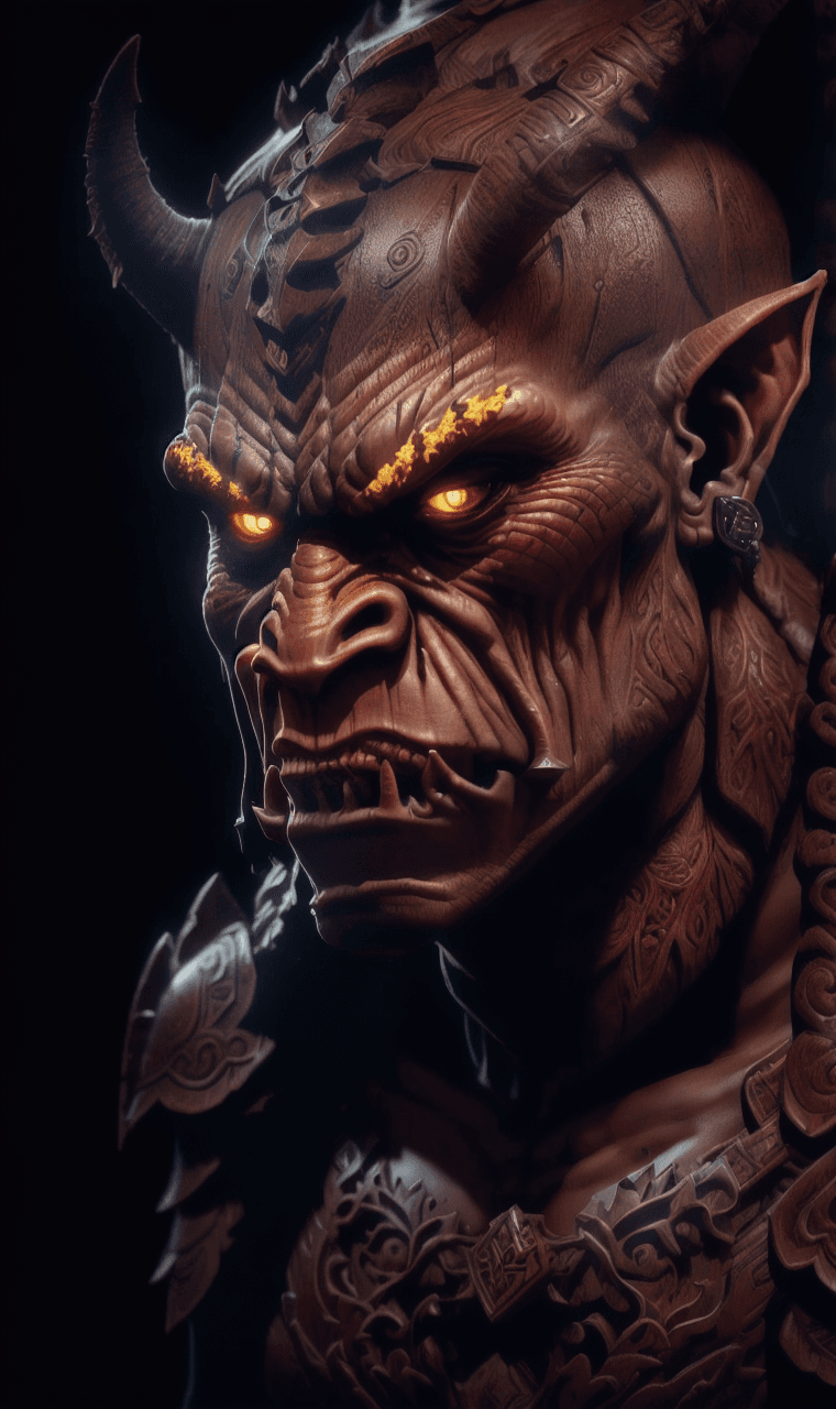 AI generated: (Orc Barbarian:1.2),gothic church,Antique bronze brilliant Plum armor,Brunette chignon,fighting post...