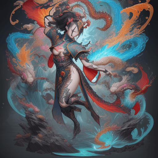 AI generated: showcase the magnificence of ningguang from genshin impact, colorful masterpiece, 1woman, with scaly...