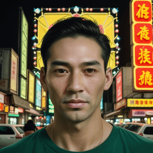 AI generated: realistic portrait of very beautiful man in his thirties, an older guy with paper white skin,asian m...