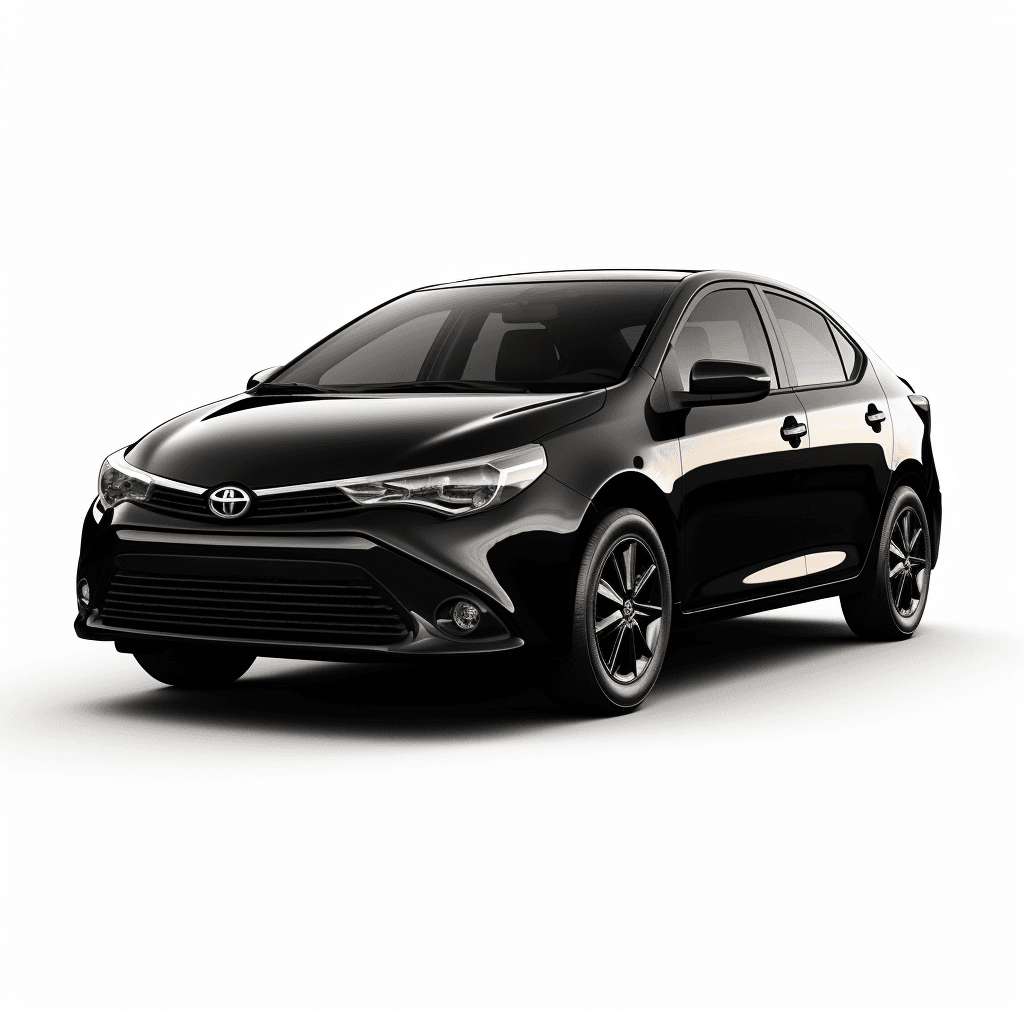 AI generated: one image of a [Toyota Corolla], in [black] color, photo taken from the [front], isolated on a white...