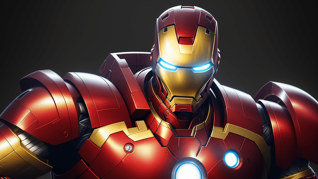 AI generated: Portrait of a mix between Iron Man and Medieval Knight, very man, luxurious golden armor with chrome...