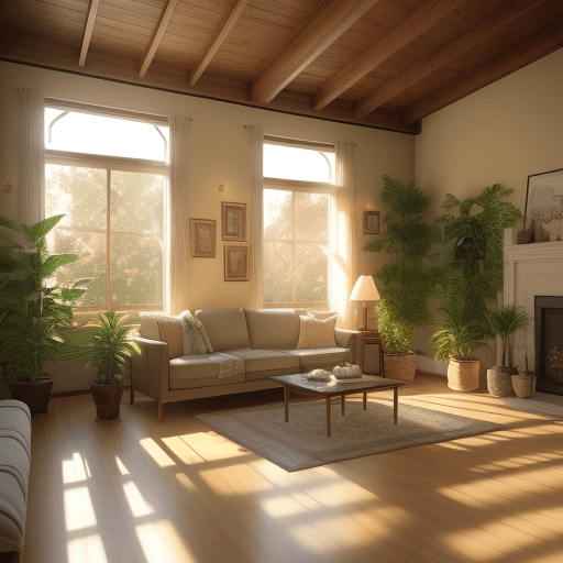AI generated: Indoor living room scenery that feels like a real photo, sunlight shining, cozy
 